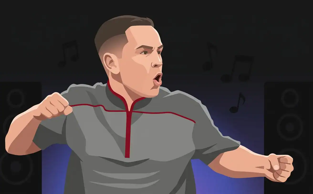 Leighton Bennett darts walk-on illustration