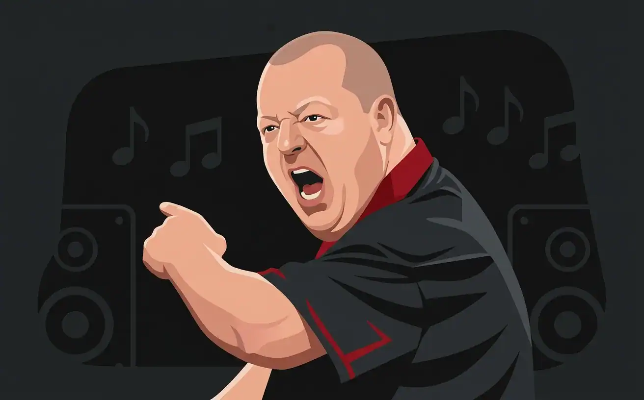 Mervyn King darts walk-on illustration