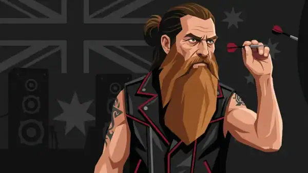 Simon Whitlock darts walk-on illustration