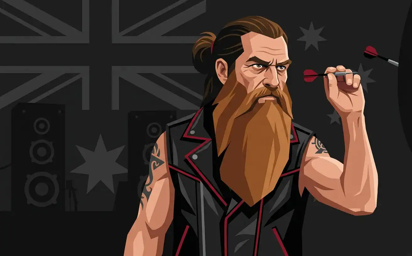 Simon Whitlock darts walk-on illustration