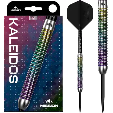 Mission Kaleidos 95% tungsten straight dart barrels with ringed grip