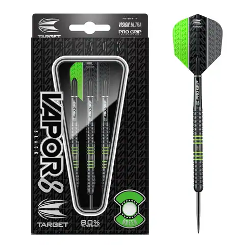 Target Vapor8 Black SP tungsten dart barrels with Swiss Point system