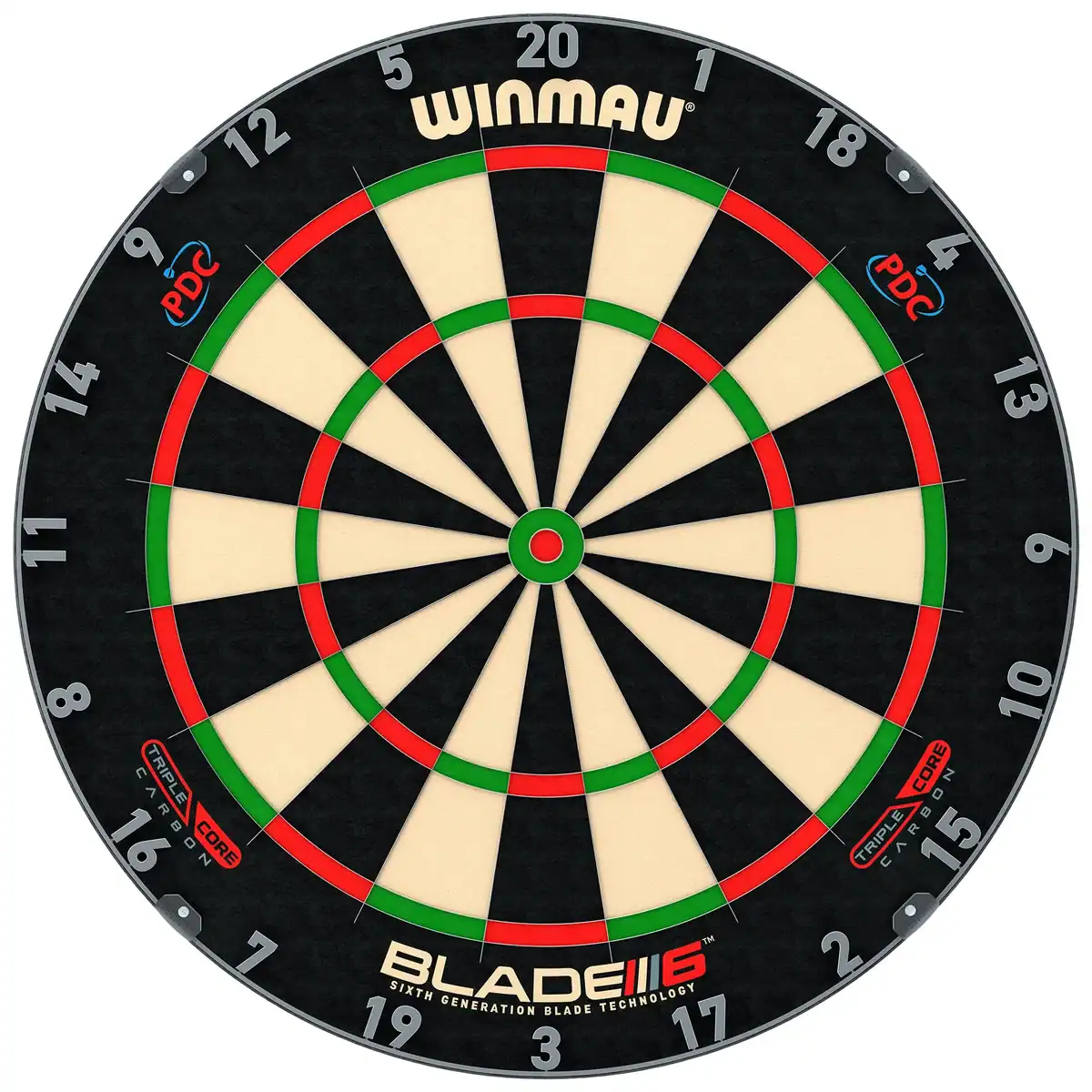 Winmau Blade 6 Triple Core Carbon professional bristle dartboard with PDC endorsement