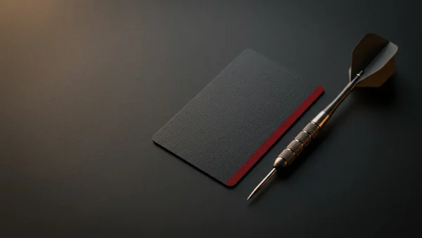 PDC Tour Card credential and tungsten dart on dark surface representing Q-School qualification