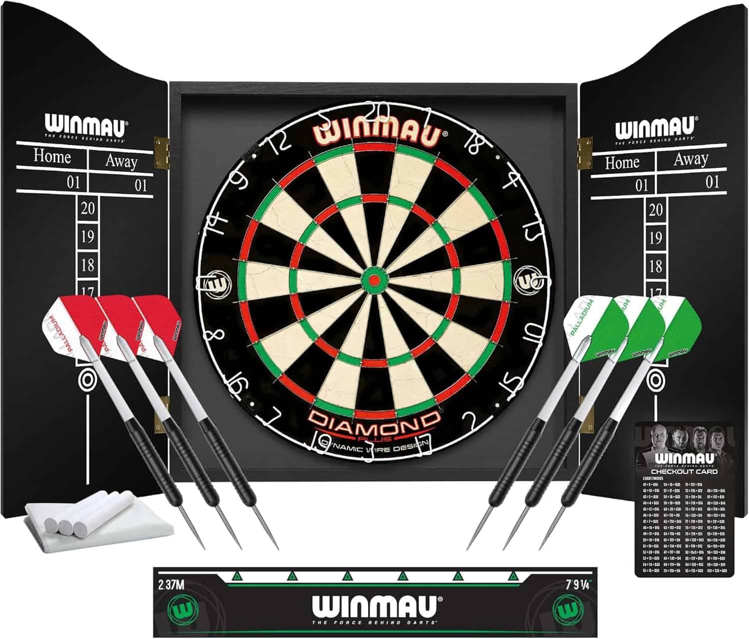 Winmau Diamond Plus dartboard set with cabinet and board