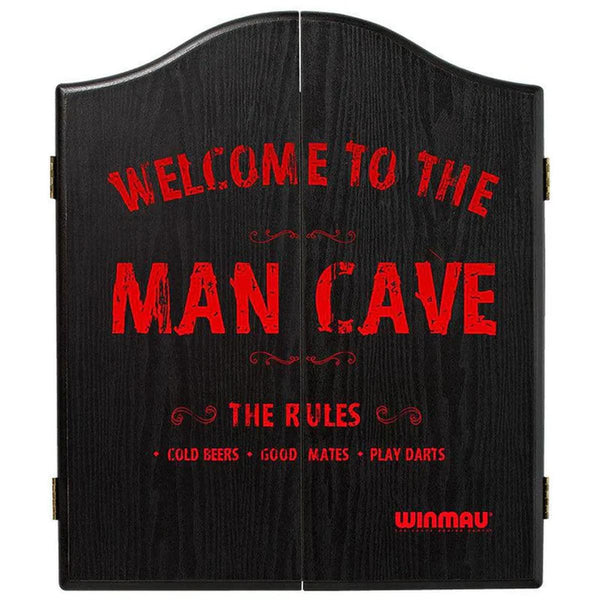 Winmau Man Cave Deluxe black cabinet with red interior